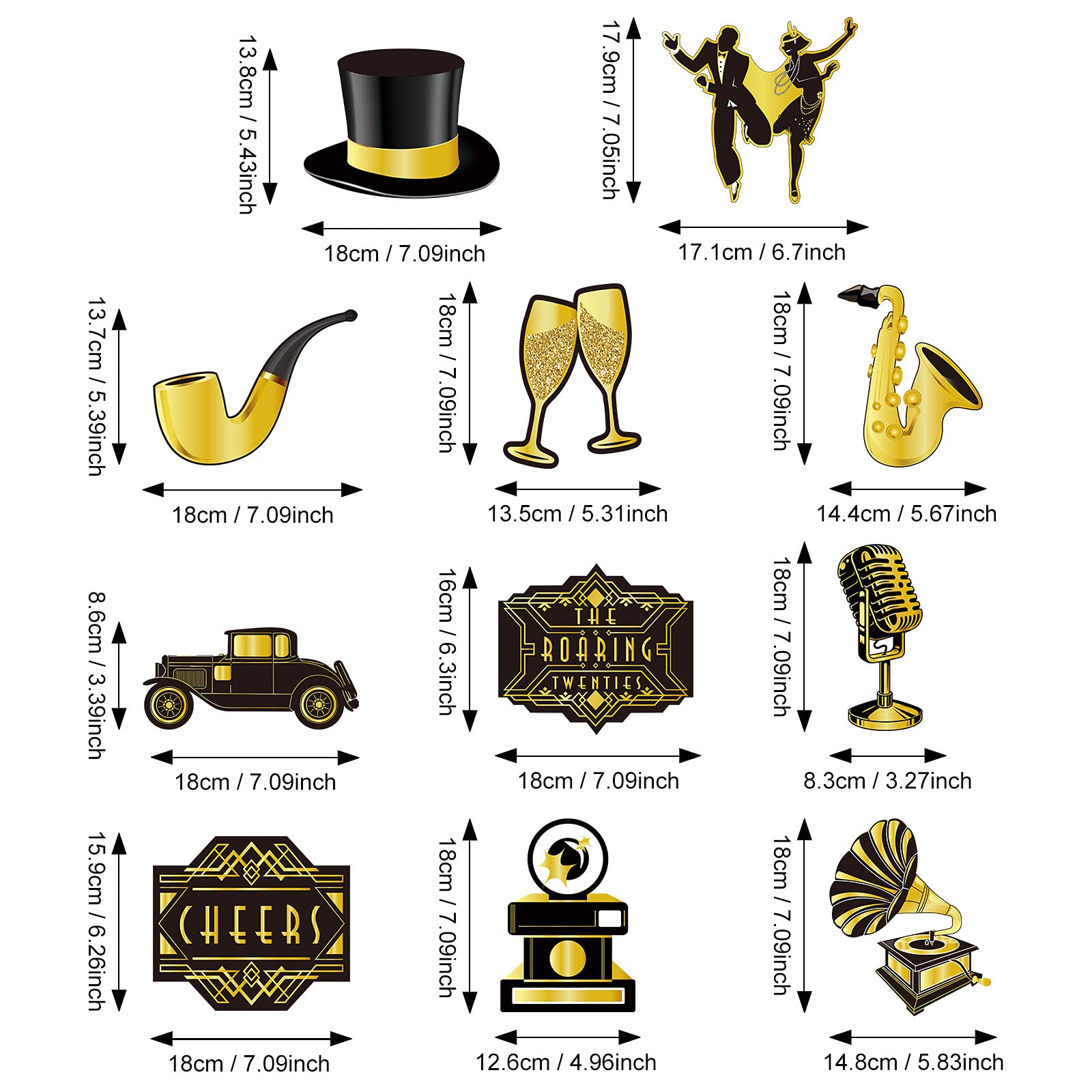 30 Pieces Roaring 20S Swirls Party Decorations, Black Gold Birthday Party Hanging Spirals Streamer Retro Decor For Anniversary B